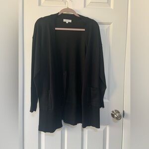Black Open Front Cardigan Sweater